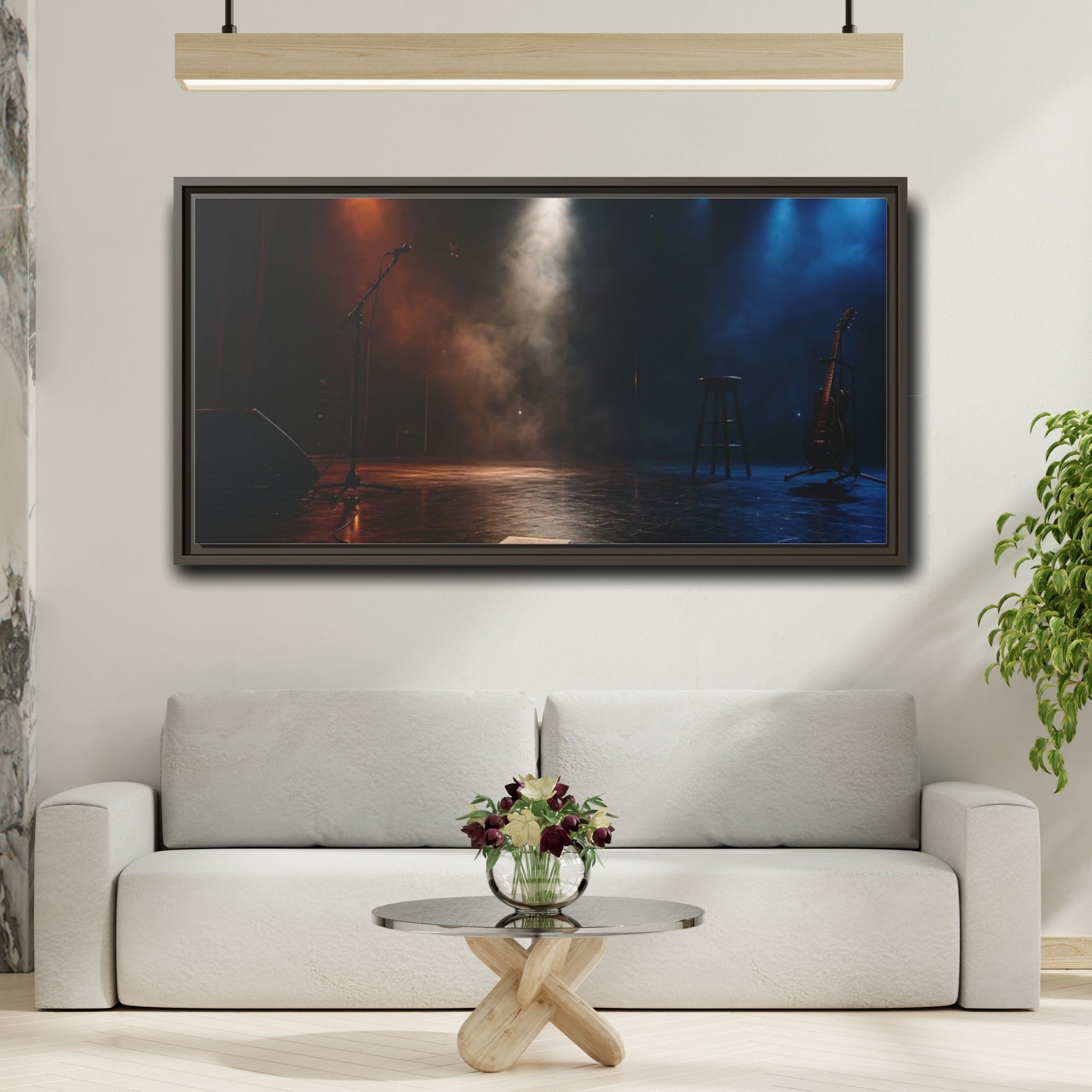 Mockup 2. Empty Concert Stage shown as framed canvas print