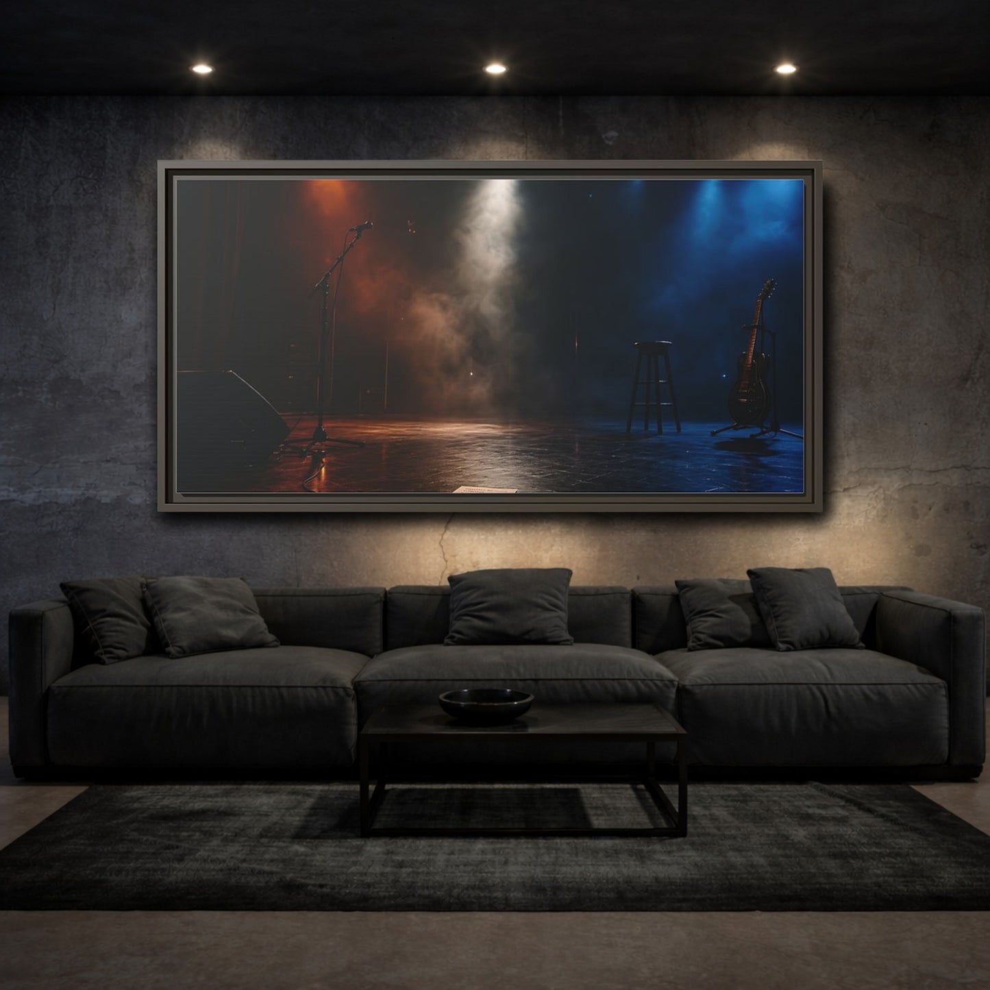 Mockup 3. Empty Concert Stage shown as framed canvas print
