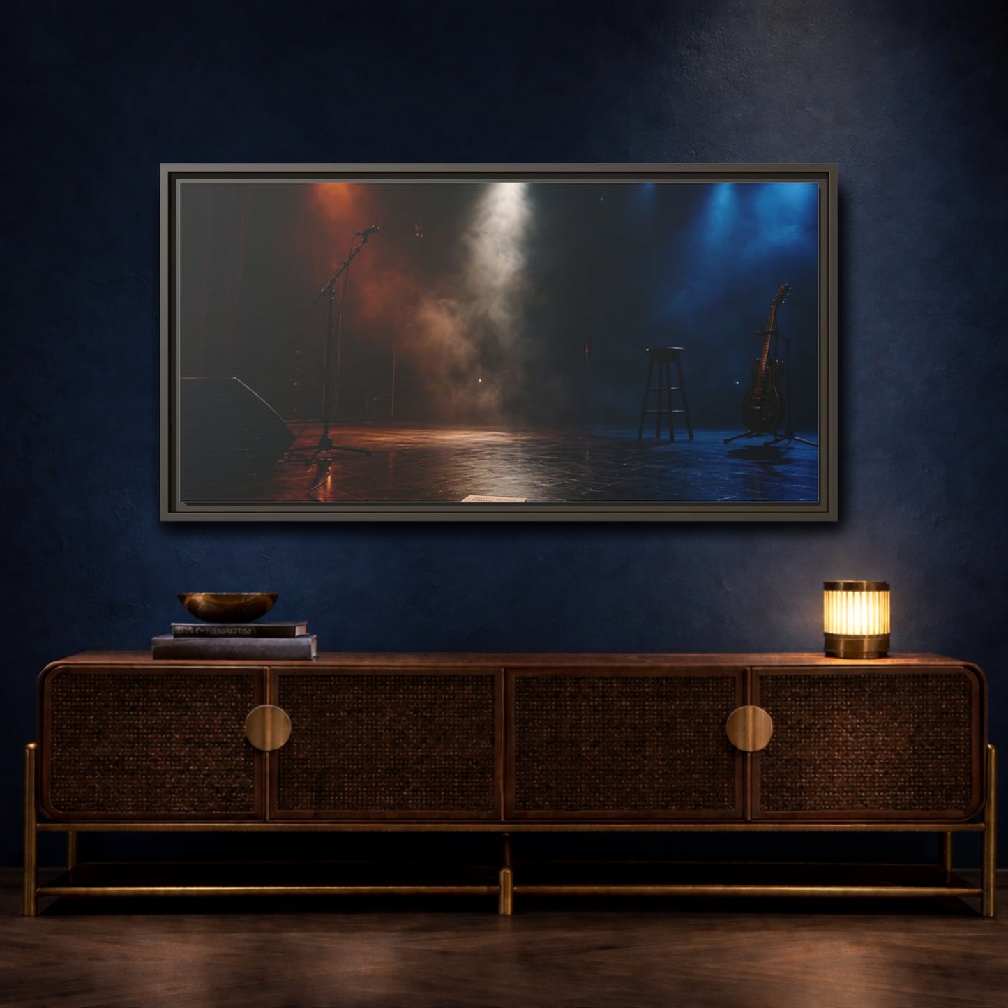 Mockup 4. Empty Concert Stage shown as framed canvas print