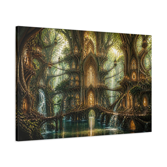 Main Mockup. Enchanted Tree Cathedral shown as canvas print