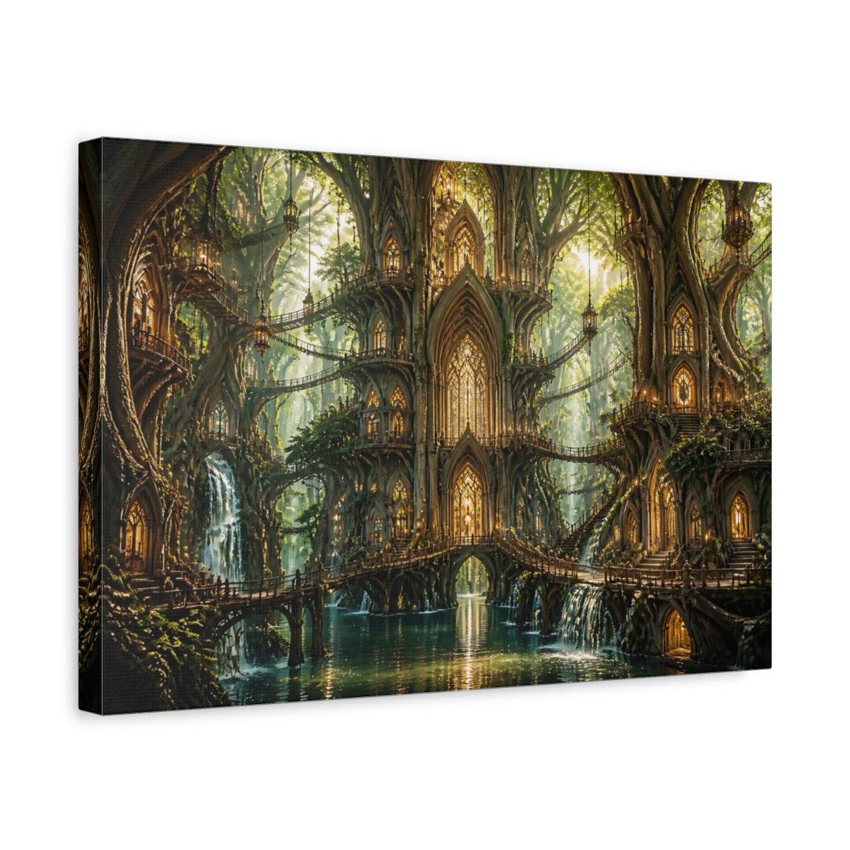 Side Mockup 4. Enchanted Tree Cathedral shown as canvas print