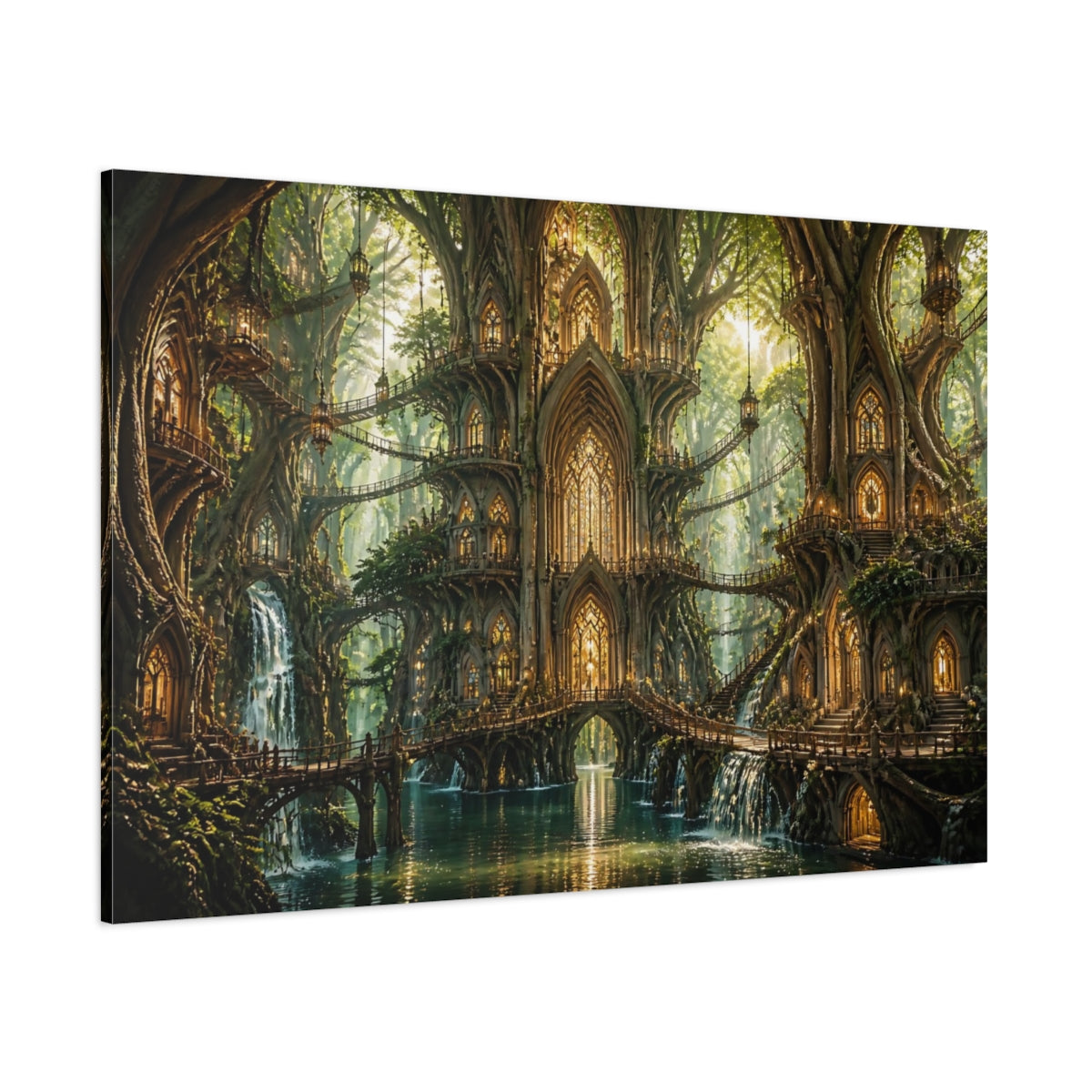Side Mockup 1. Enchanted Tree Cathedral shown as canvas print