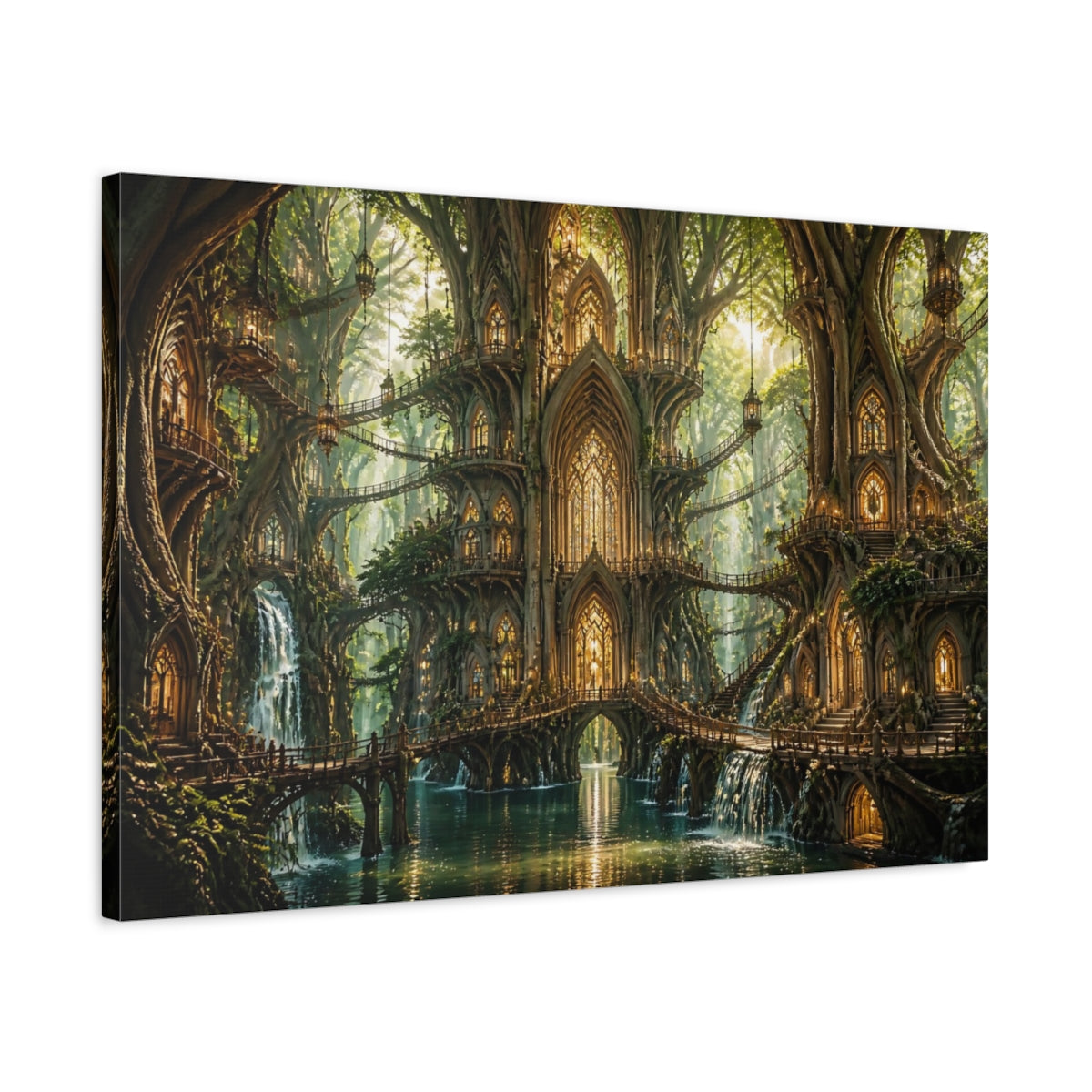 Side Mockup 2. Enchanted Tree Cathedral shown as canvas print