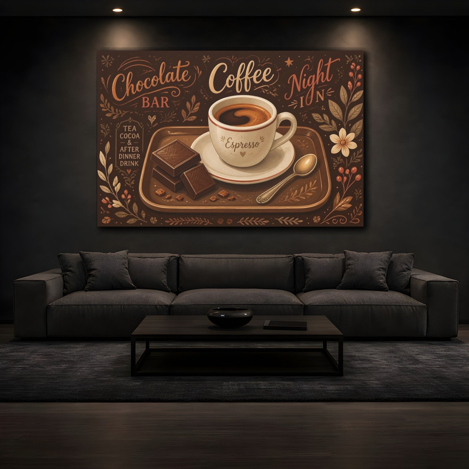 Mockup 3. Espresso & Chocolate Tray shown as canvas print