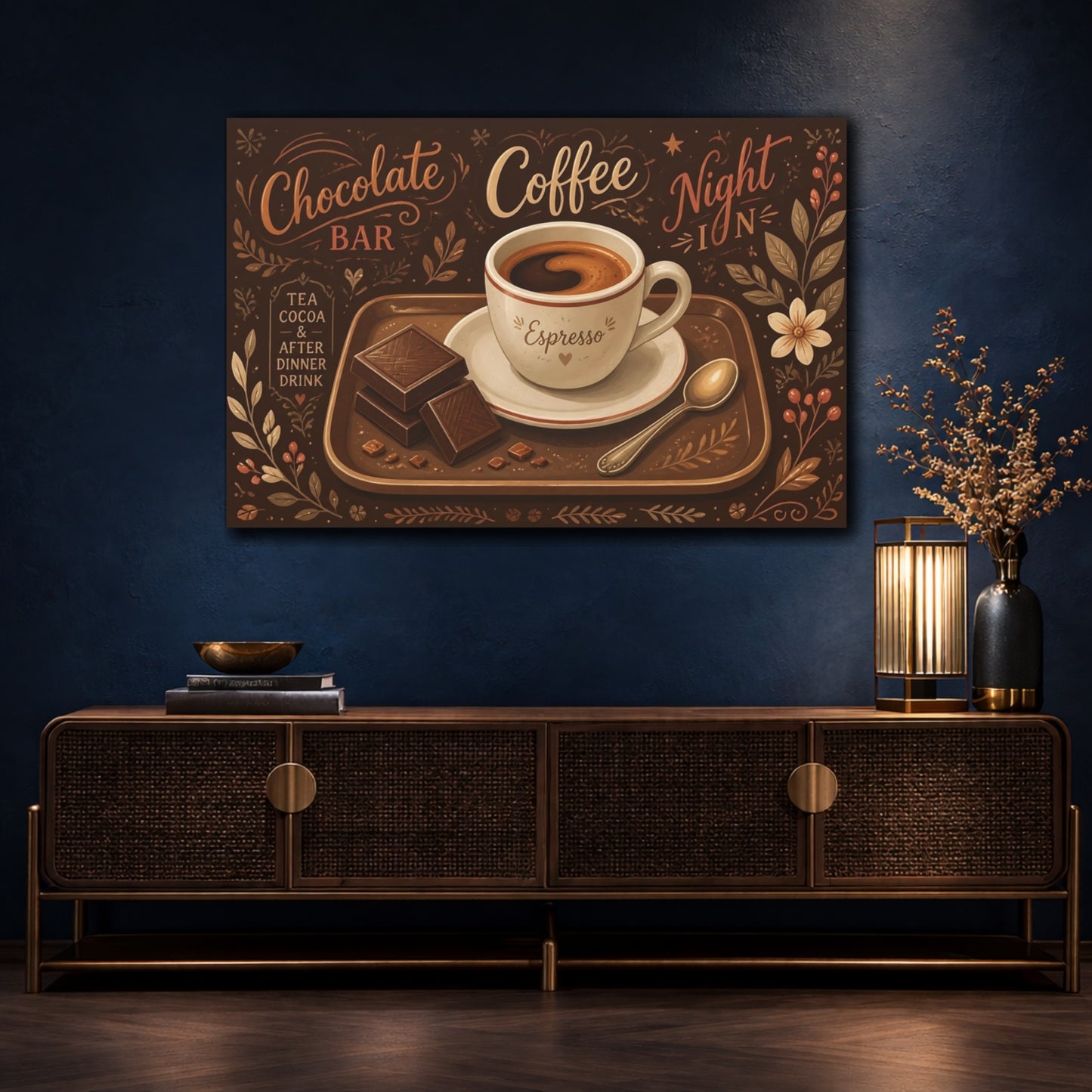 Mockup 4. Espresso & Chocolate Tray shown as canvas print