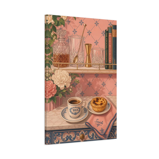 Main Mockup. Espresso & Custard Tart shown as canvas print