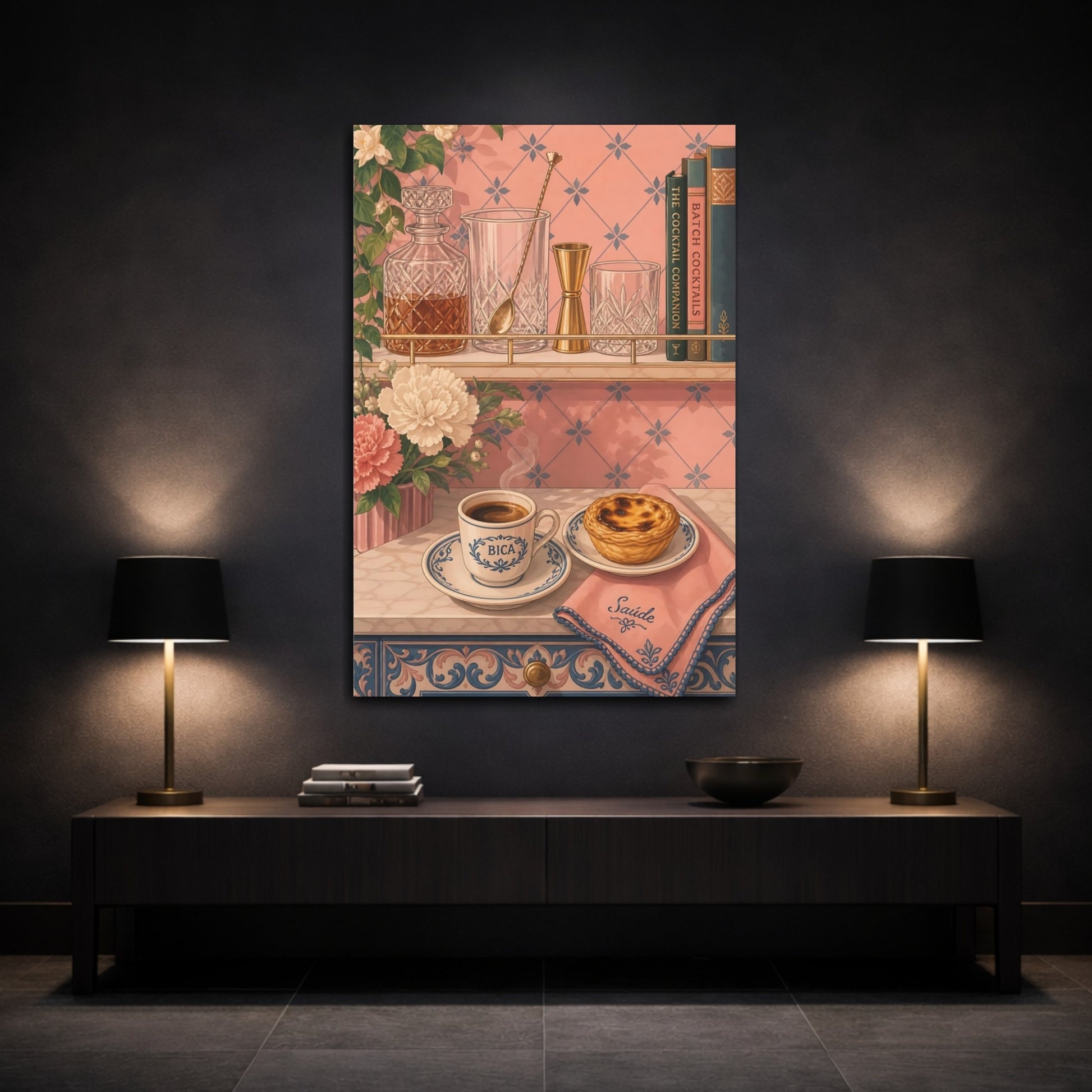 Mockup 3. Espresso & Custard Tart shown as canvas print