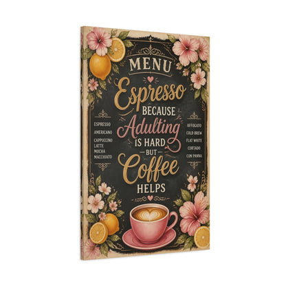 Main Mockup. Espresso Coffee Quote shown as canvas print
