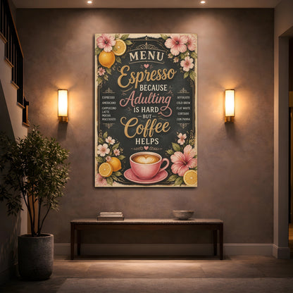 Mockup 2. Espresso Coffee Quote shown as canvas print