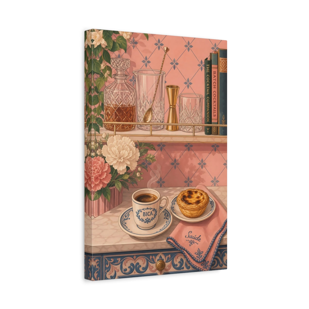 Side Mockup 4. Espresso & Custard Tart shown as canvas print
