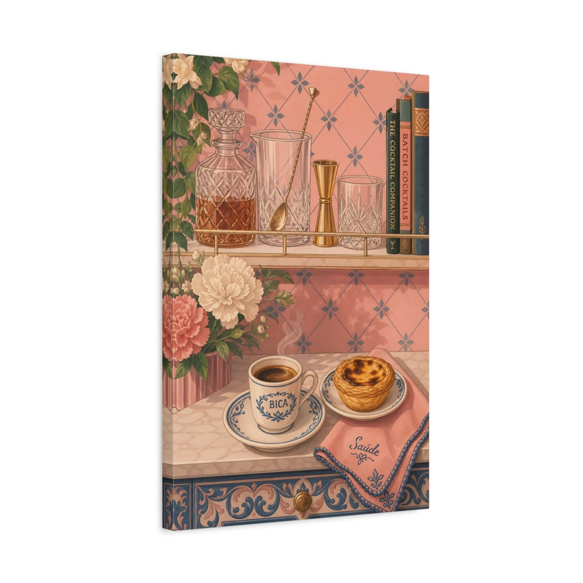 Side Mockup 3. Espresso & Custard Tart shown as canvas print