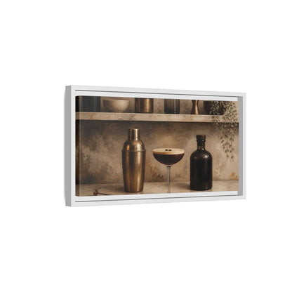 Side Mockup 6. Espresso Martini Still Life shown as framed canvas print