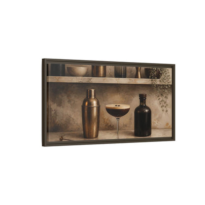 Main Mockup. Espresso Martini Still Life shown as framed canvas print