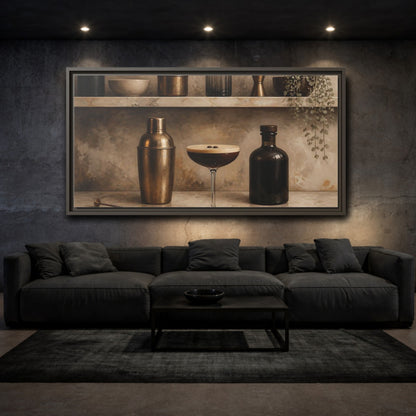 Mockup 3. Espresso Martini Still Life shown as framed canvas print