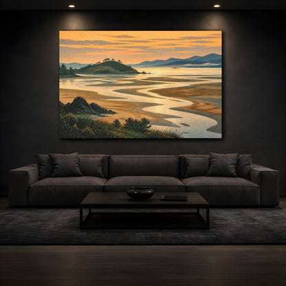 Mockup 3. Estuary Sunset Landscape shown as canvas print