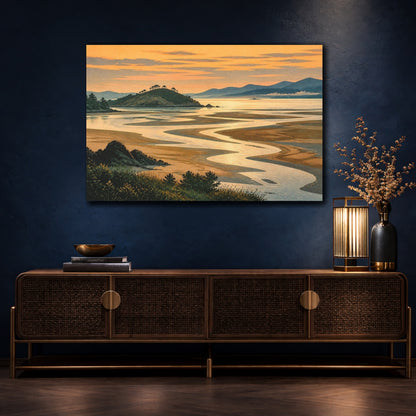 Mockup 4. Estuary Sunset Landscape shown as canvas print