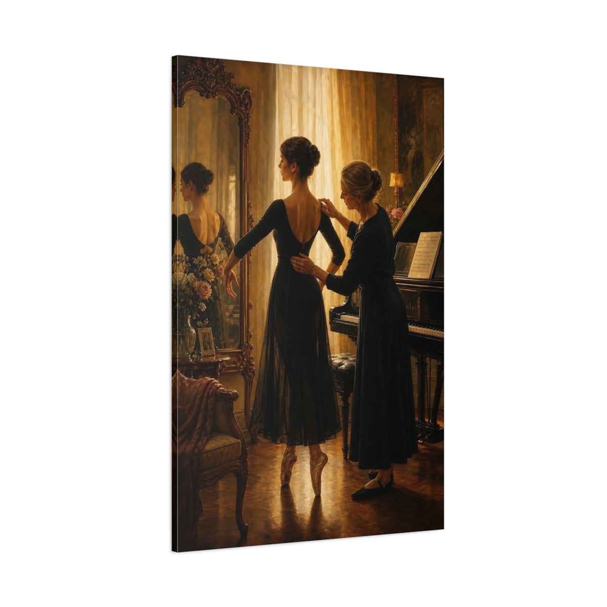 Side Mockup 1. Evening Ballet Lesson shown as canvas print