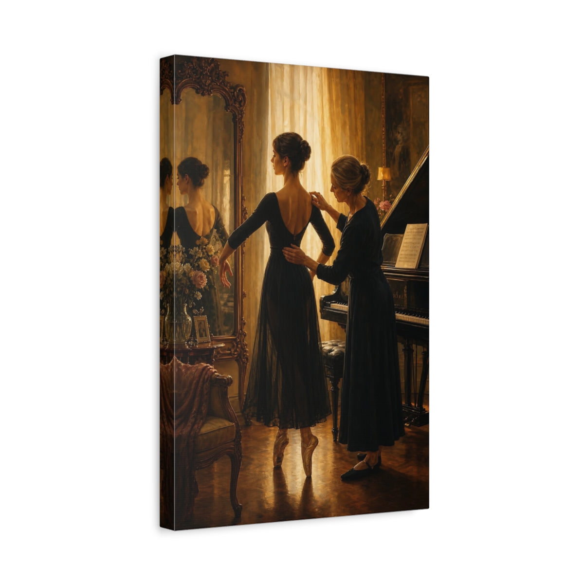Side Mockup 4. Evening Ballet Lesson shown as canvas print
