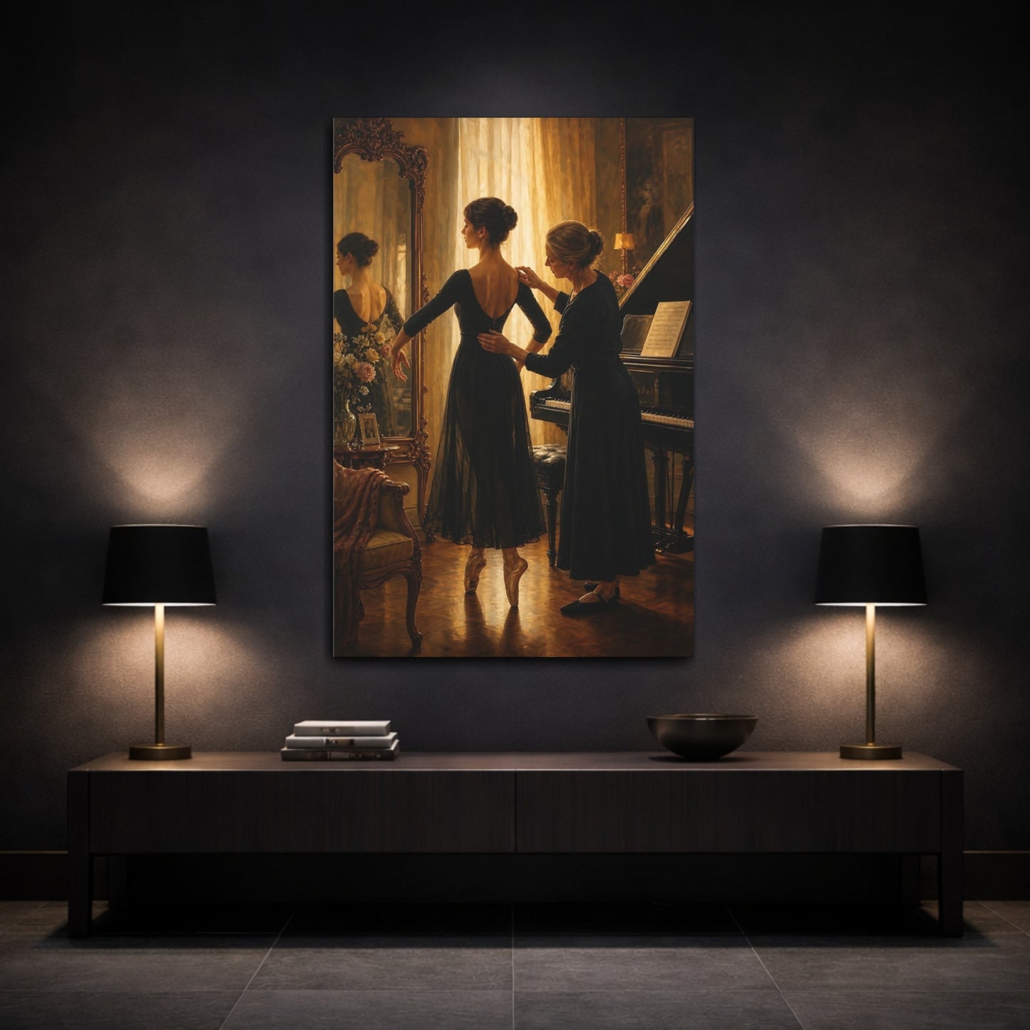 Mockup 3. Evening Ballet Lesson shown as canvas print