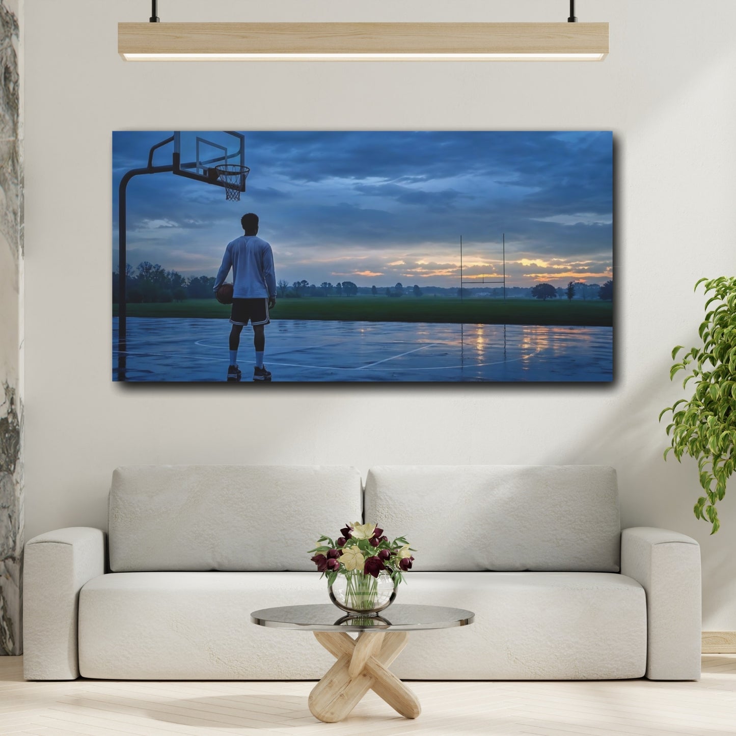 Mockup 2. Evening Hoops At Sunset shown as canvas print