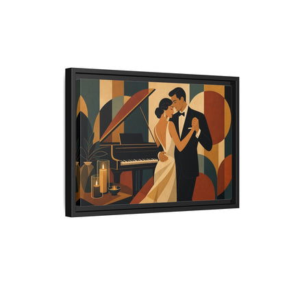 Side Mockup 6. Evening Piano Dance shown as framed canvas print