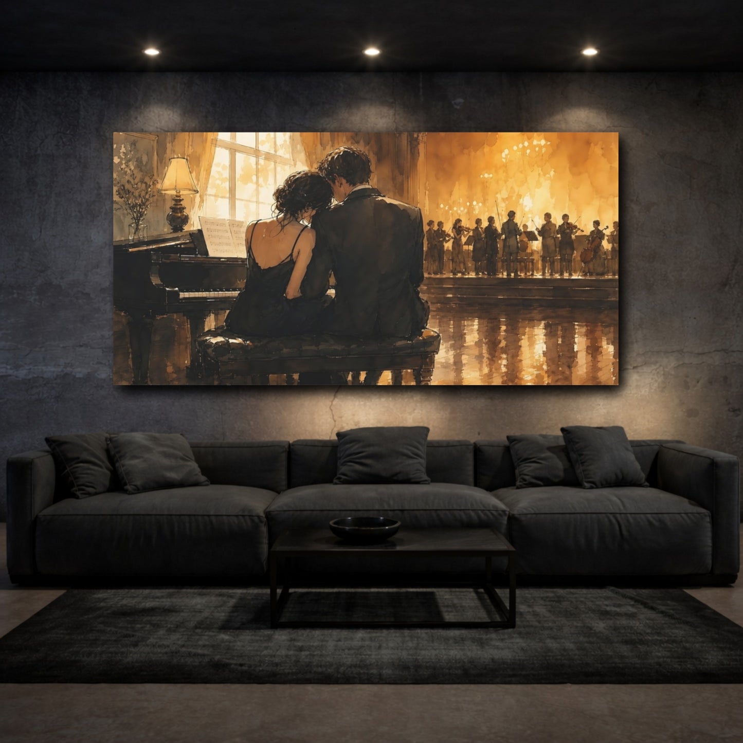Mockup 3. Evening Piano Duet shown as canvas print