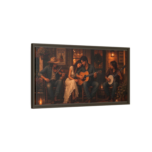 Main Mockup. Evening Porch Serenade shown as framed canvas print