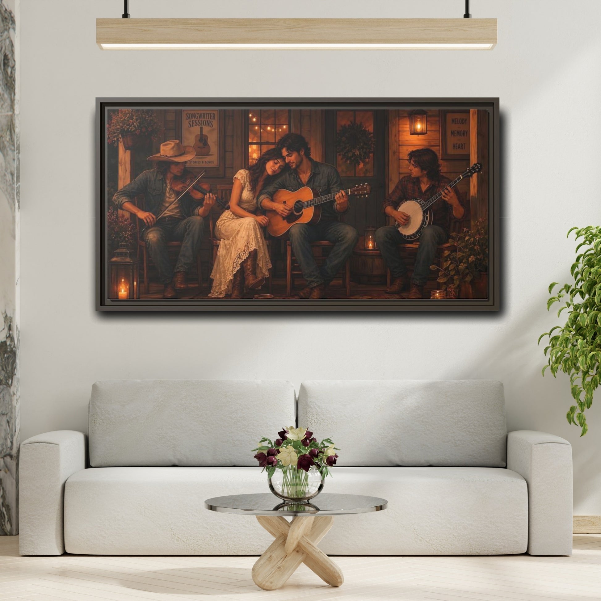 Mockup 2. Evening Porch Serenade shown as framed canvas print