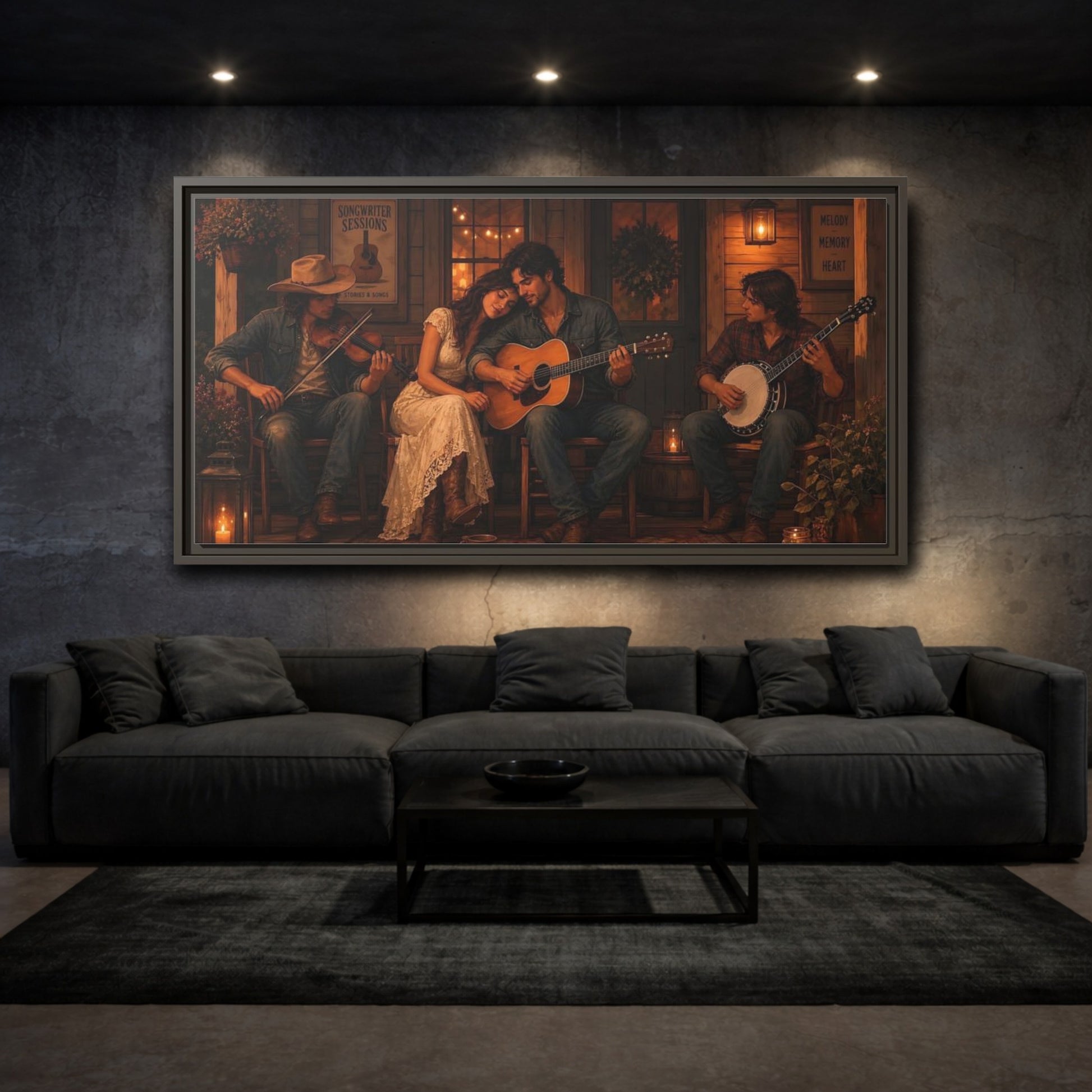 Mockup 3. Evening Porch Serenade shown as framed canvas print
