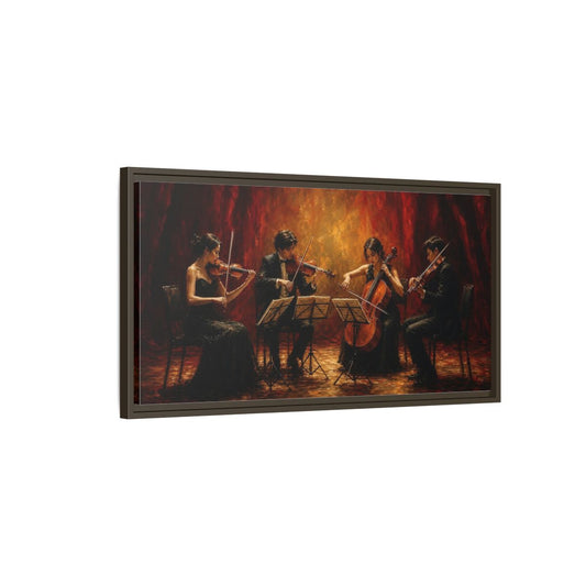 Main Mockup. Evening String Quartet shown as framed canvas print