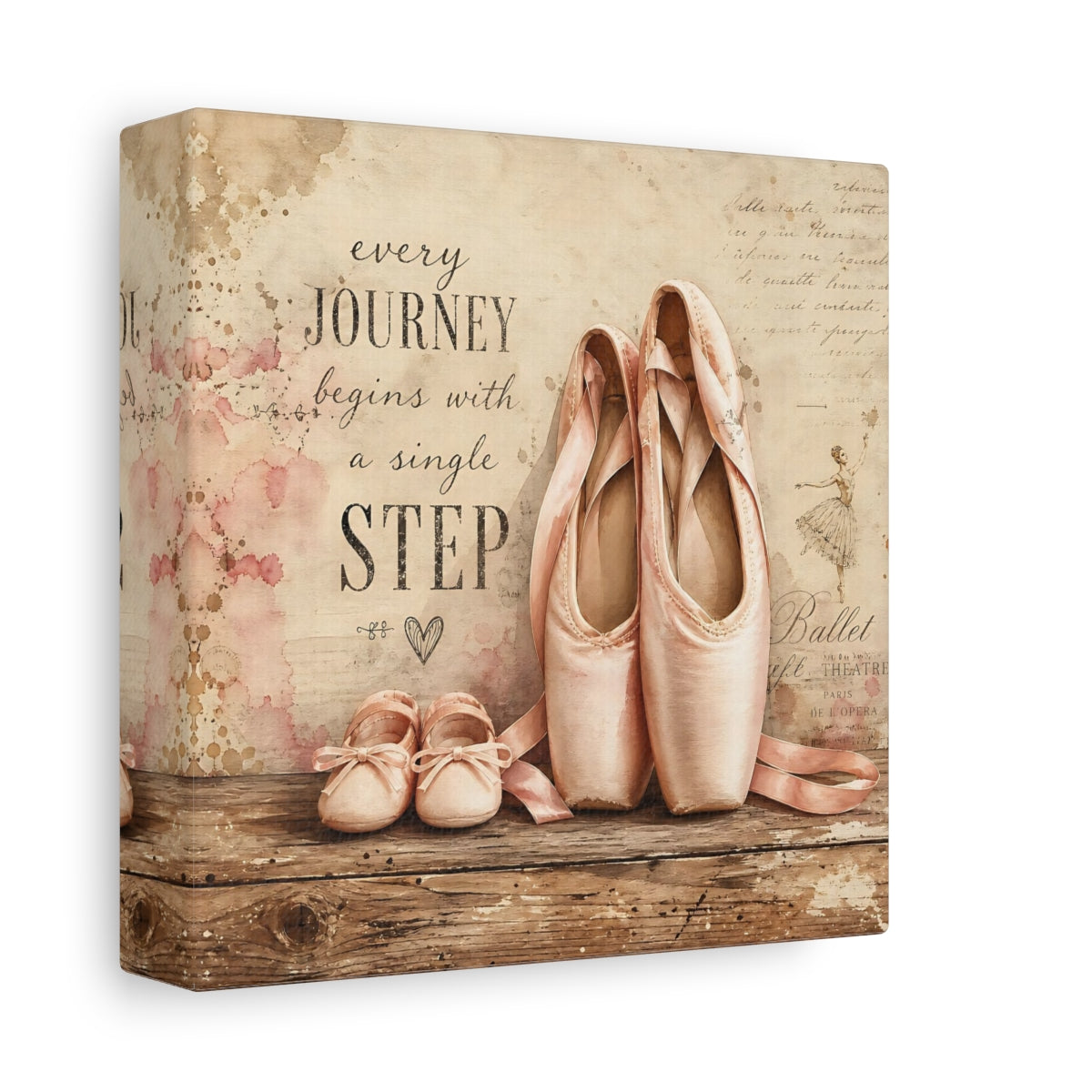 Side Mockup 2. Every Journey Ballet Shoes shown as canvas print