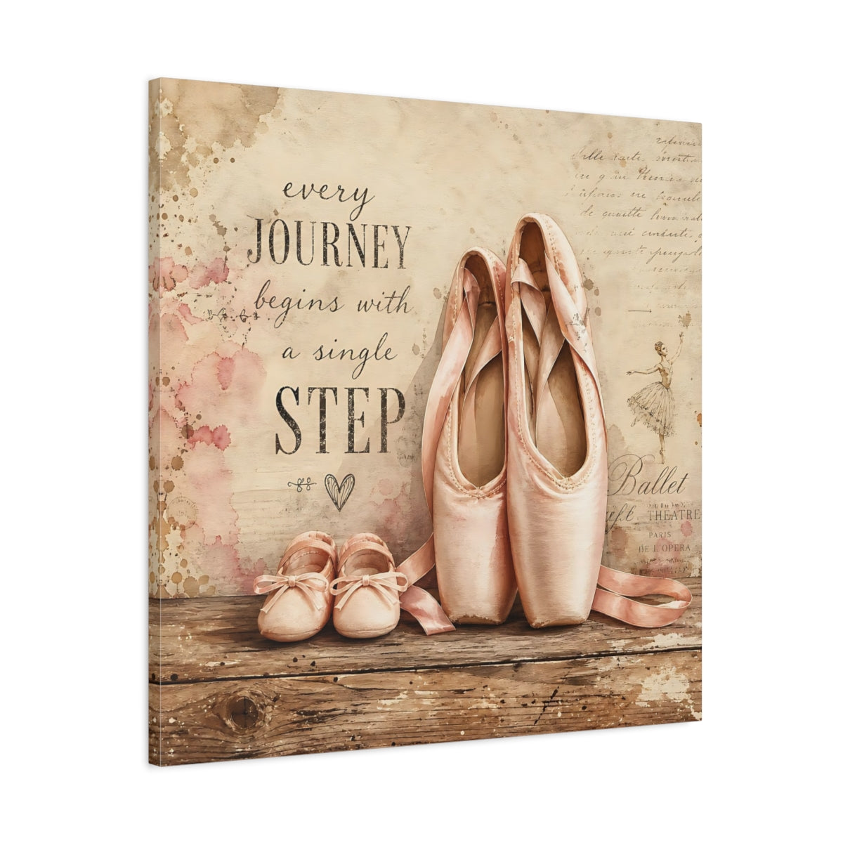 Side Mockup 3. Every Journey Ballet Shoes shown as canvas print