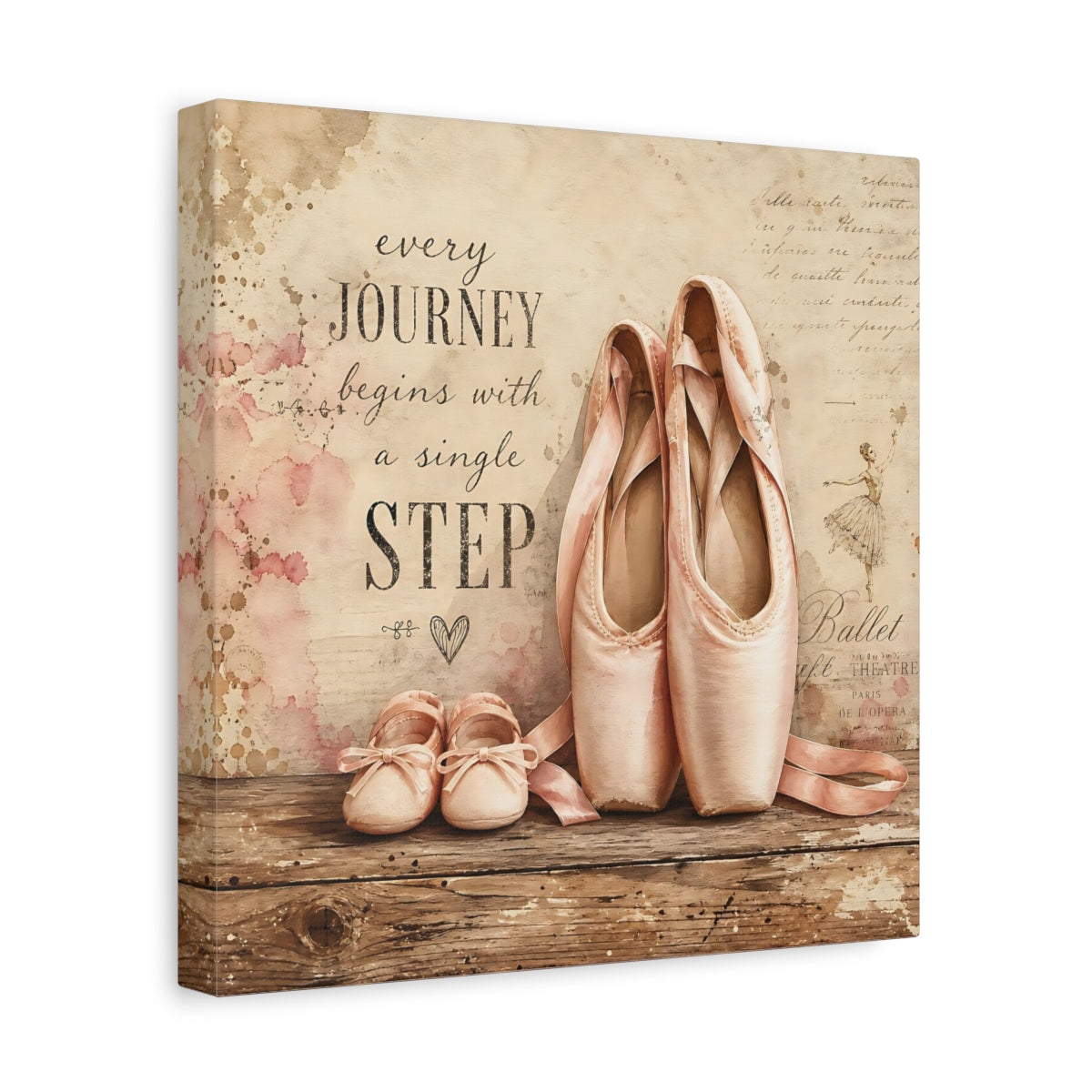 Side Mockup 8. Every Journey Ballet Shoes shown as canvas print
