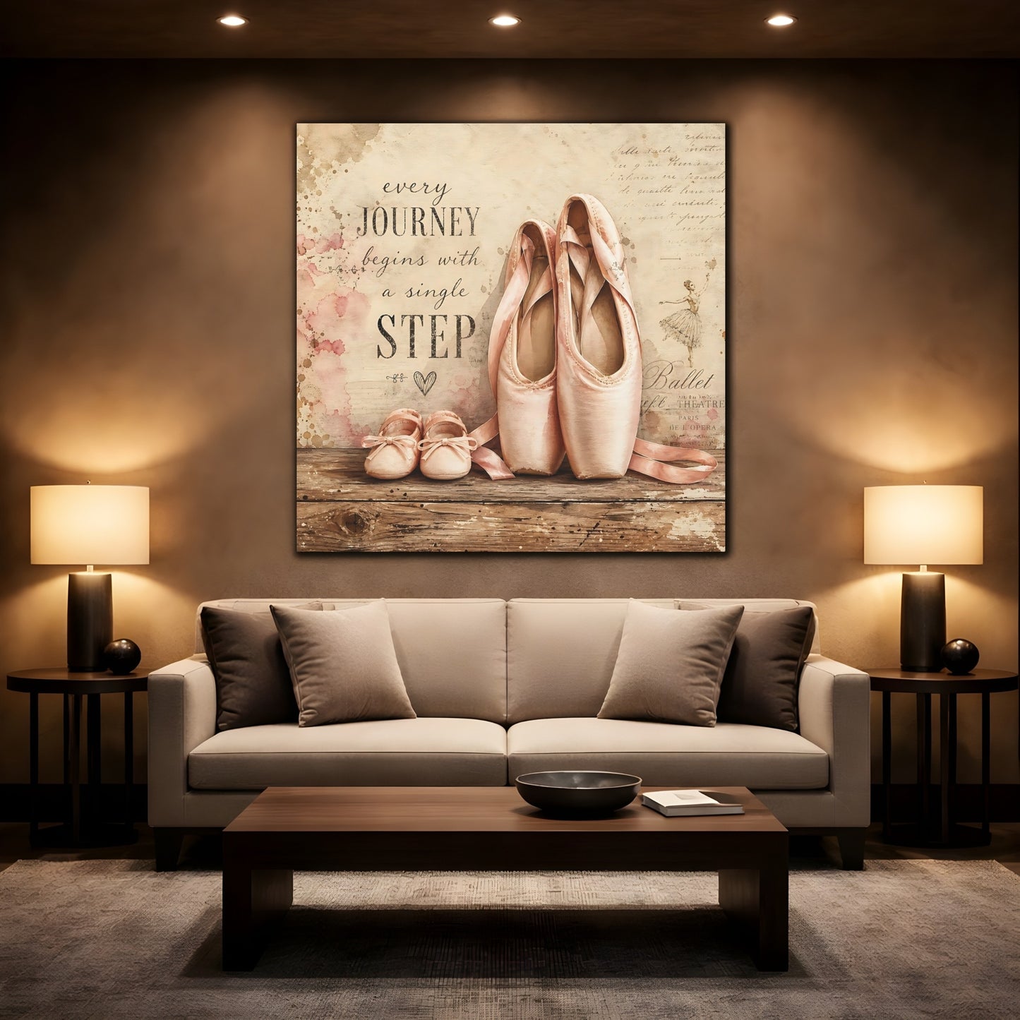 Mockup 2. Every Journey Ballet Shoes shown as canvas print