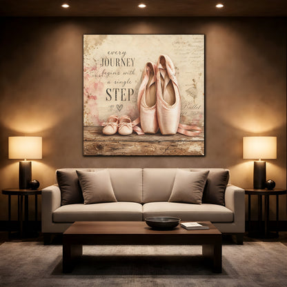 Mockup 2. Every Journey Ballet Shoes shown as canvas print