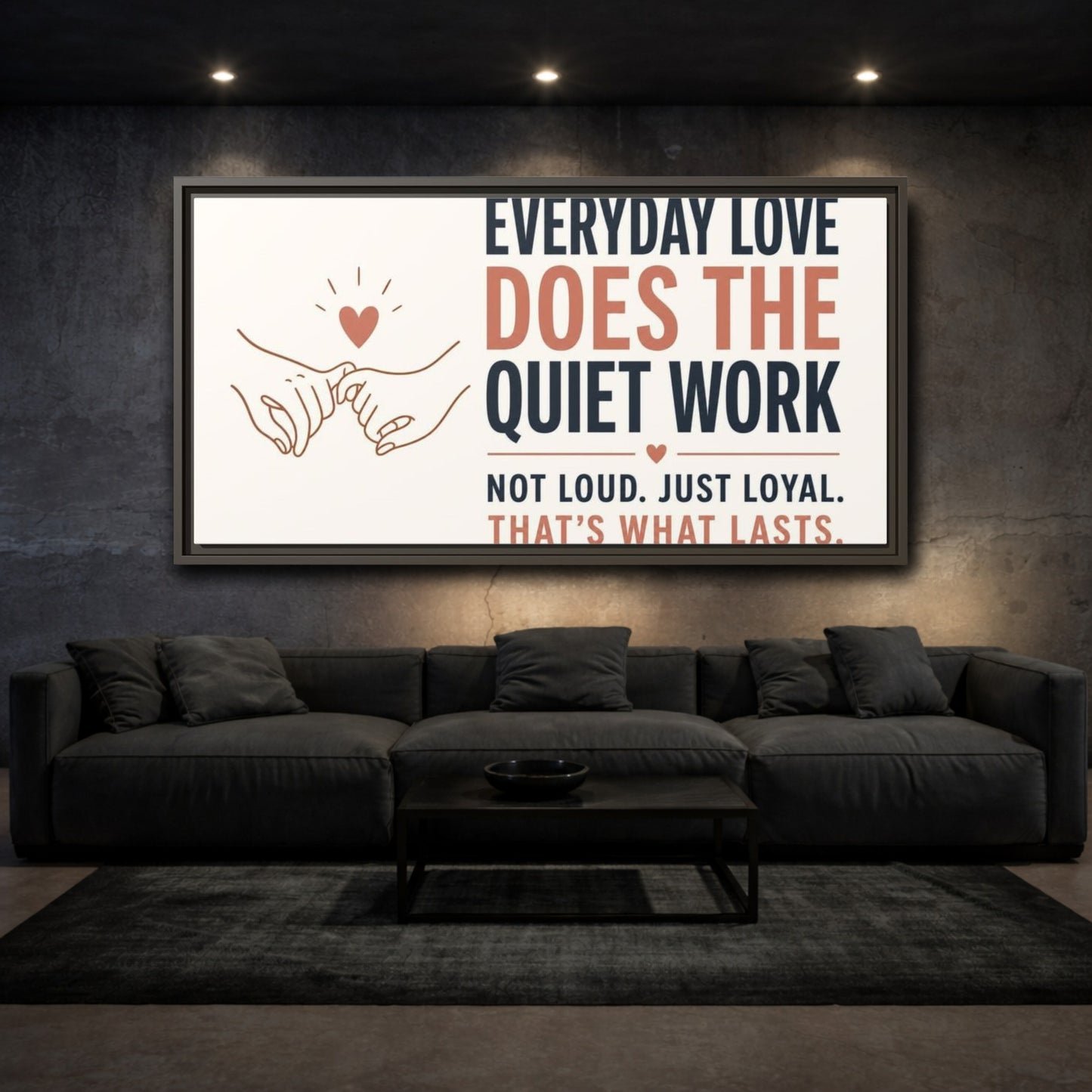 Mockup 3. Everyday Love Quote shown as framed canvas print