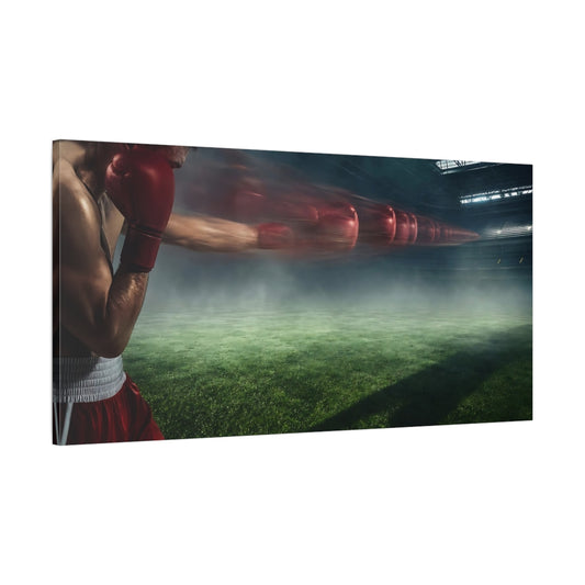 Main Mockup. Explosive Boxing Punch shown as canvas print