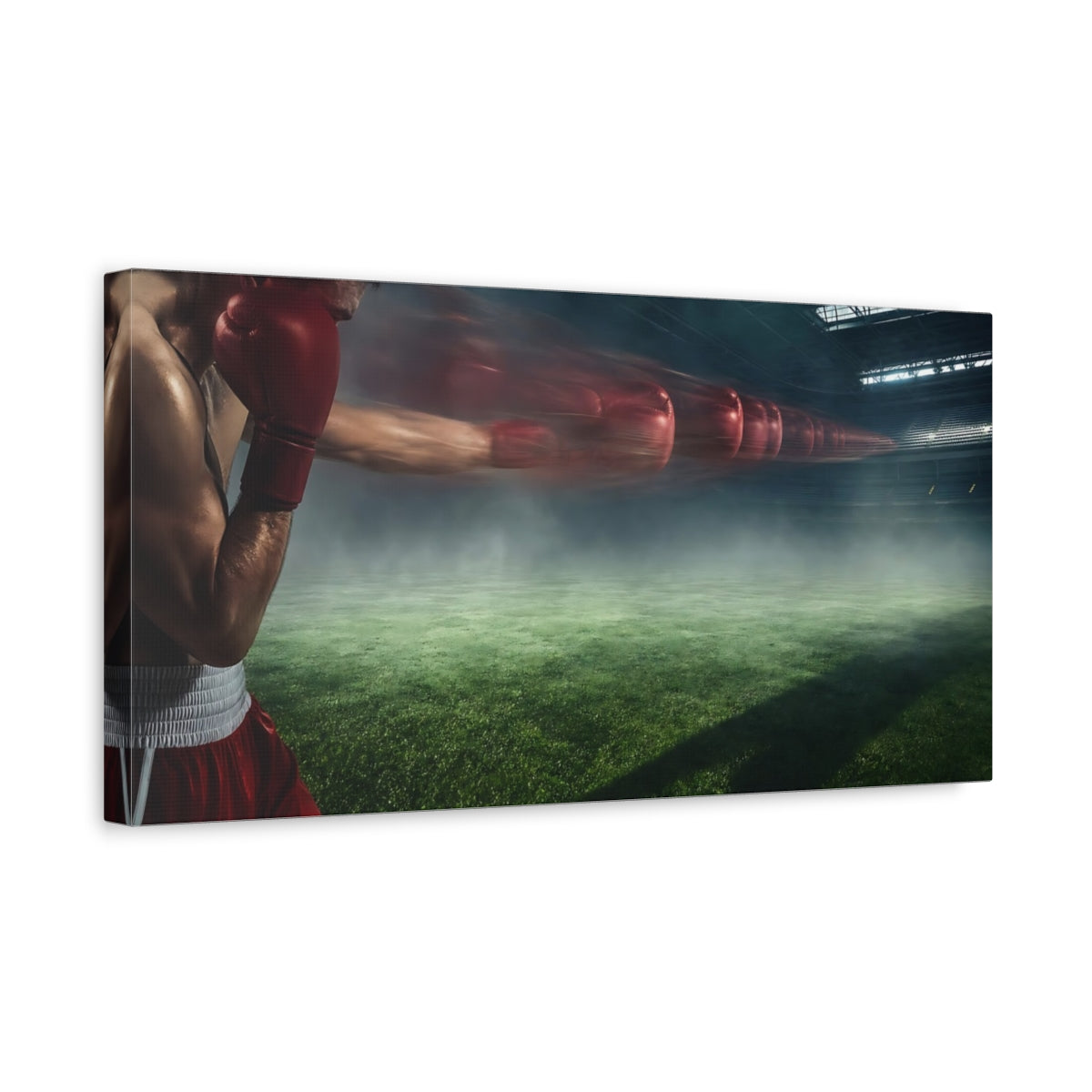Side Mockup 3. Explosive Boxing Punch shown as canvas print
