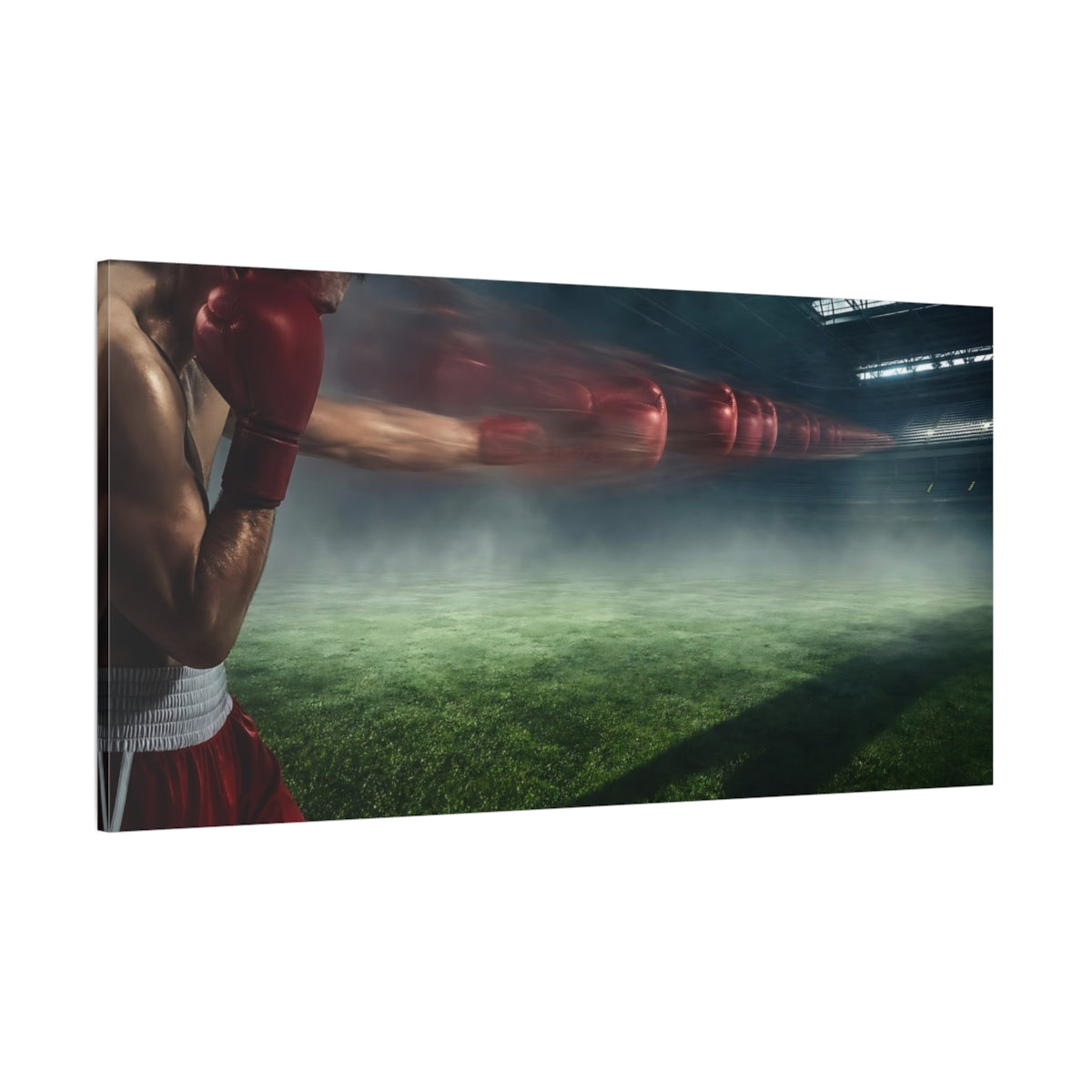 Side Mockup 2. Explosive Boxing Punch shown as canvas print