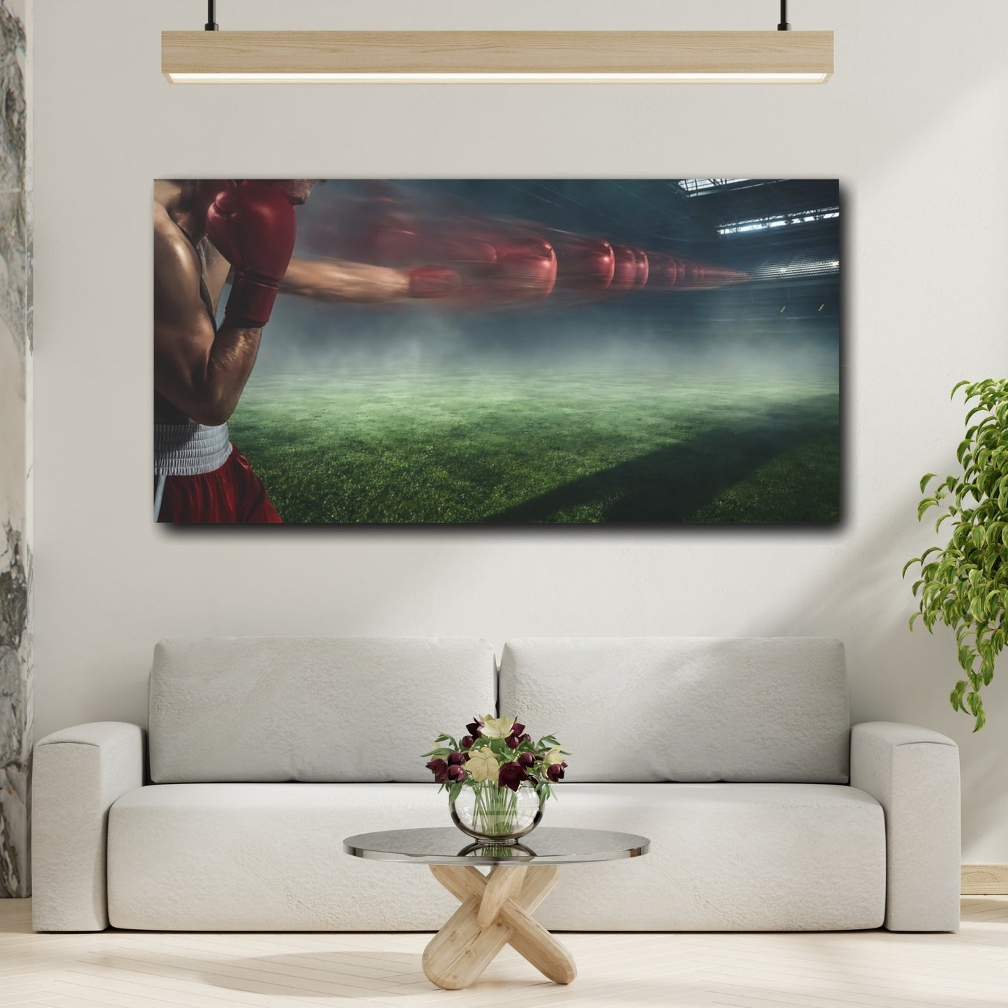 Mockup 2. Explosive Boxing Punch shown as canvas print