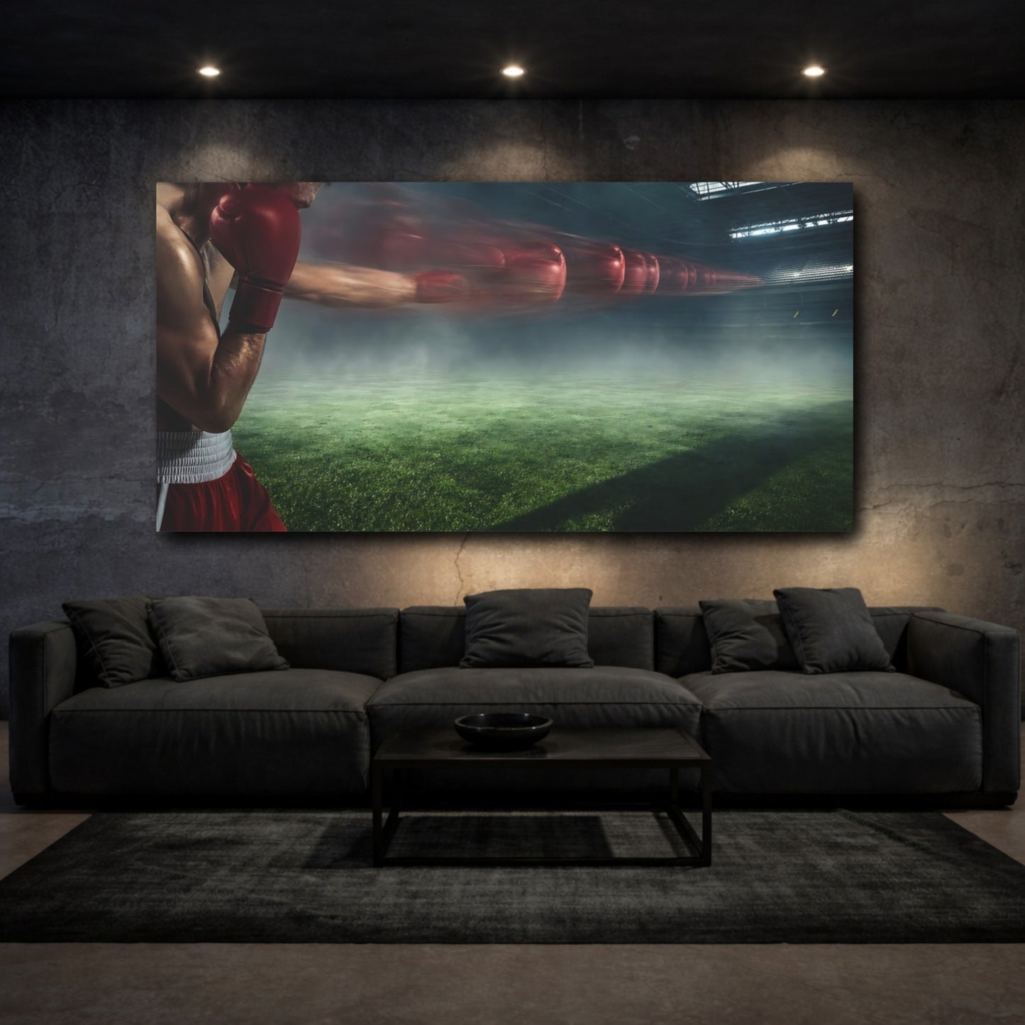 Mockup 3. Explosive Boxing Punch shown as canvas print