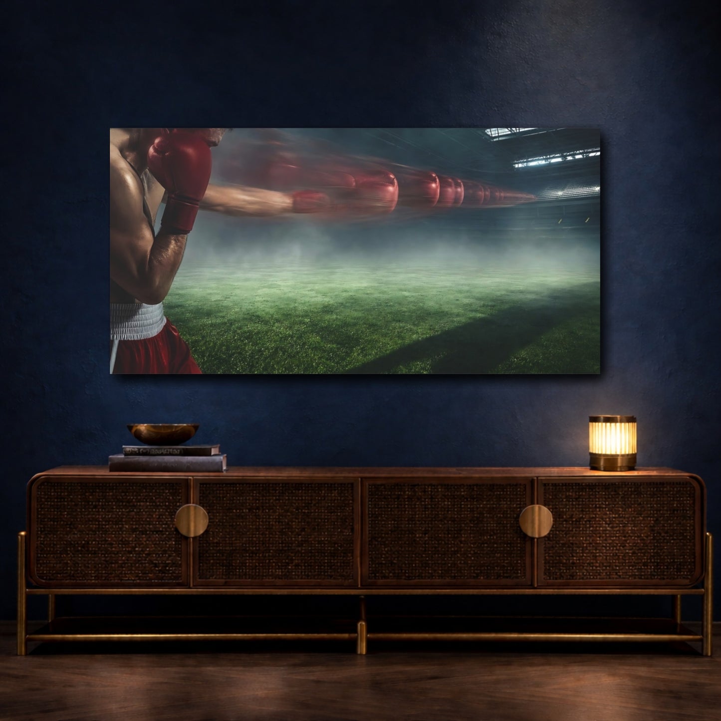 Mockup 4. Explosive Boxing Punch shown as canvas print