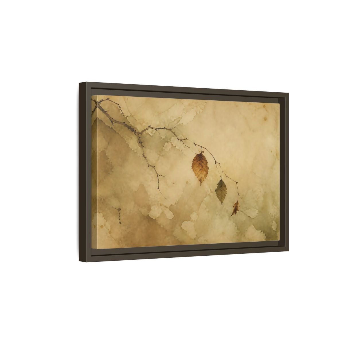 Side Mockup 5. Faded Branch With Leaves shown as framed canvas print