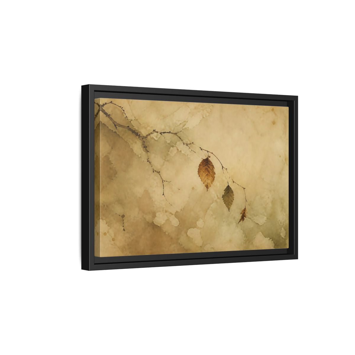 Side Mockup 6. Faded Branch With Leaves shown as framed canvas print