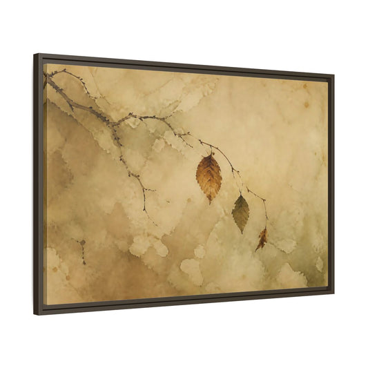 Main Mockup. Faded Branch With Leaves shown as framed canvas print