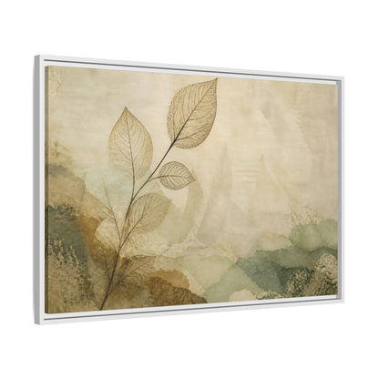 Side Mockup 9. Faded Leaf On Linen shown as framed canvas print