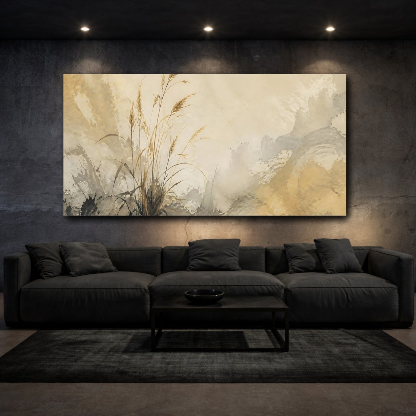 Mockup 3. Faded Wheat On Plaster shown as canvas print