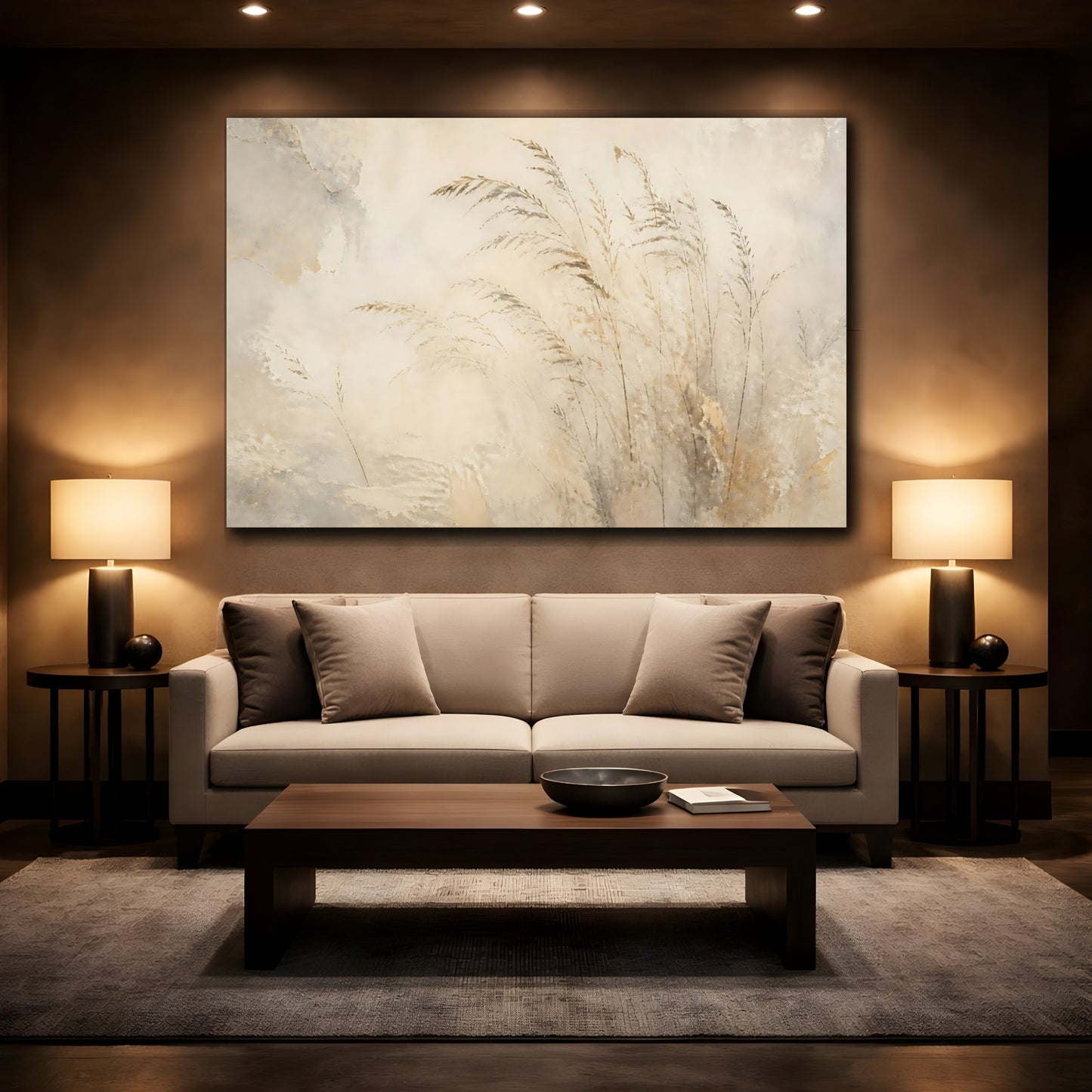 Mockup 2. Faded Wheat Stems shown as canvas print