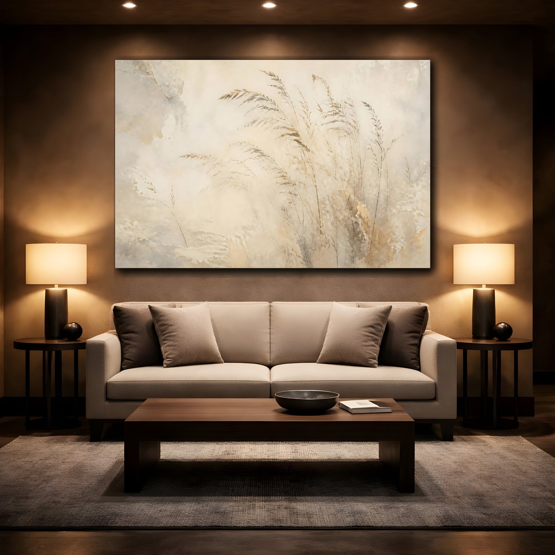 Mockup 2. Faded Wheat Stems shown as canvas print