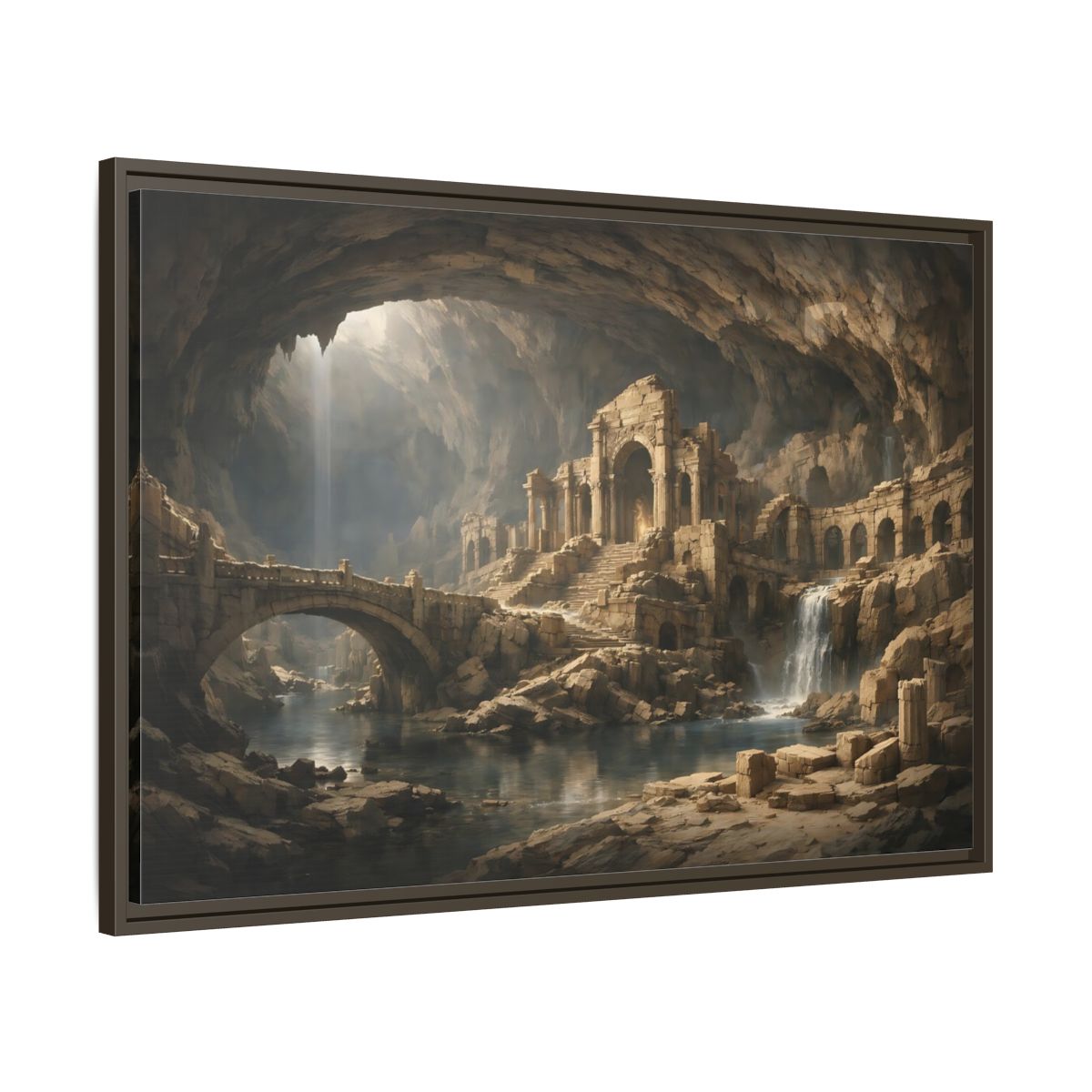 Main Mockup. Fairytale Ancient Ruins Brown Ancient Ruins shown as stretched canvas wall art